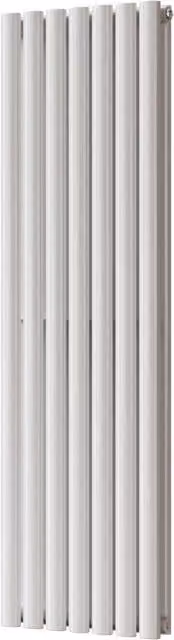 Omeara White Elliptical Tube Vertical Designer Radiator, W: 40.6 cm, H: 140 cm