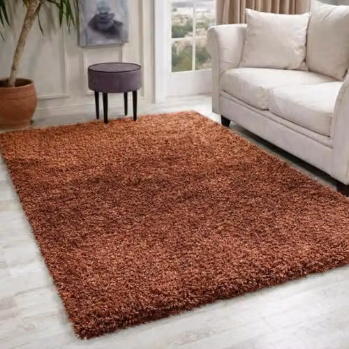 Serdim Rugs Plain Modern Shaggy Living Room Area Rug, Terracotta, W: 200 cm, L: 290 cm – 1