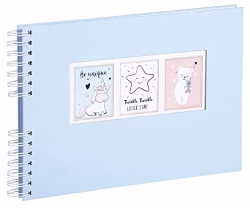 Exacompta Scrapbooking Kit with 50 White Pages, Pastel Blue Cover, Stencils, Stickers, Self-Adhesive Corners and 6 Pastel Felt Tip Pens