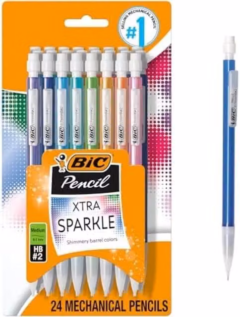 BIC Xtra Sparkle HB Graphite Mechanical Pencils, 24 Pack, Multicolour