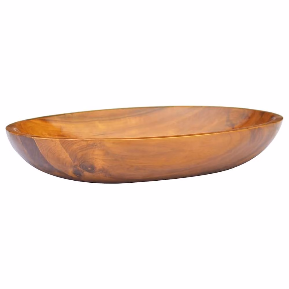Berkfield Home Solid Teak Wood Basin in Brown, W/D/H: 60 x 40 x 10 cm – 2