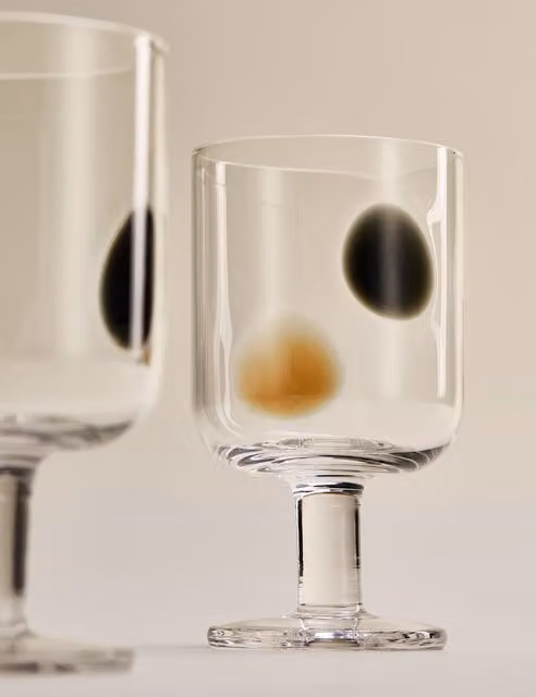 M&S Set of 2 Multicolour Dotted Glass Wine Glasses