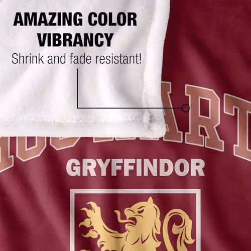 LOGOVISION Harry Potter Hogwarts Gryffindor Alumni Super Soft Fleece Throw Blanket, Red/Multicolour, W: 91.44 cm, H: 147 cm – 3