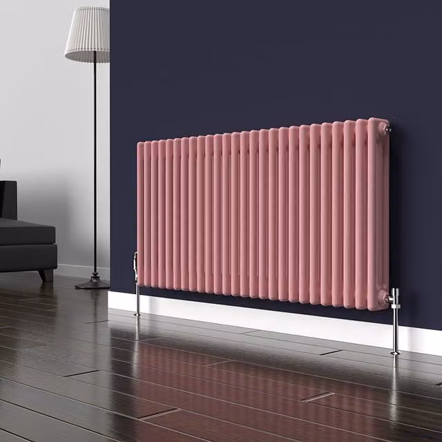 Lux Heat Horizontal 3 Column Steel Radiator in Pastel Pink, W: 60 cm, H: 119 cm