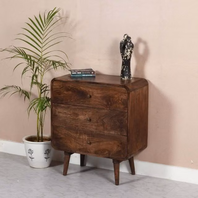 IH Design Classic Mango Wood Chest of 3 Drawers in Brown