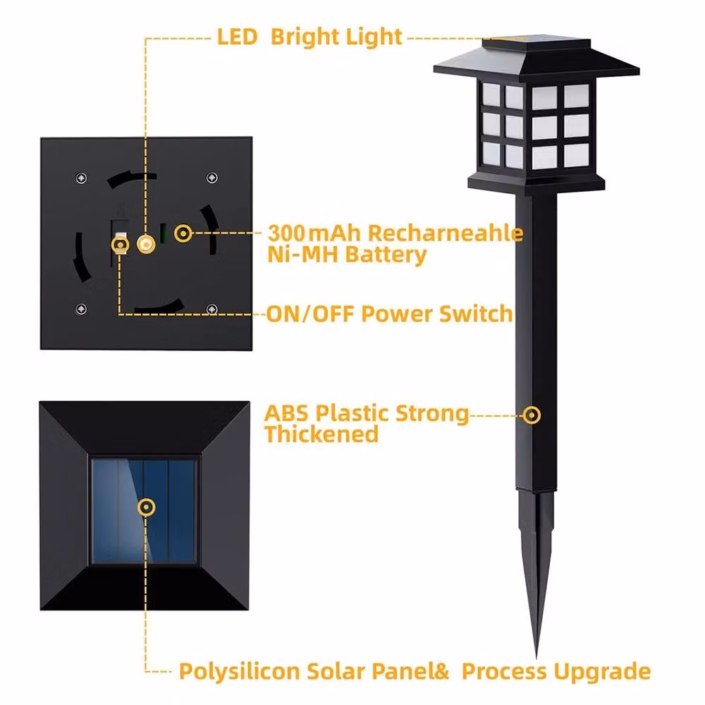 Kelvenix 12-Piece Solar LED Garden Path Lights in Black with Warm White Light – 6
