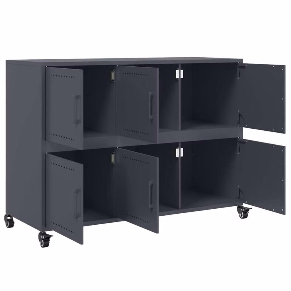 Berkfield Home Anthracite Industrial Metal Sideboard in Dark Grey, W: 100.5 cm, D: 39 cm, H: 72 cm – 4