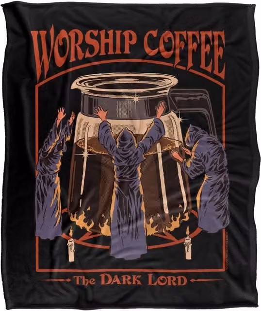 Steven Rhodes Worship Coffee Super Soft Fleece Throw Blanket, Multicolour, W: 91 cm, D: 147 cm