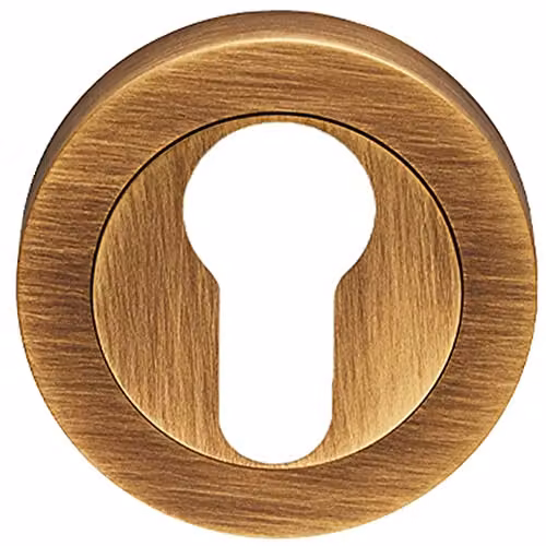 Loops 50mm Euro Profile Round Escutcheon with Concealed Fix in Antique Brass – 1