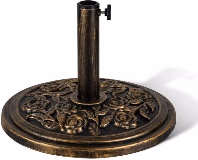 Keplin 9kg Floral Pattern Parasol Base in Bronze for Garden and Patio – 1
