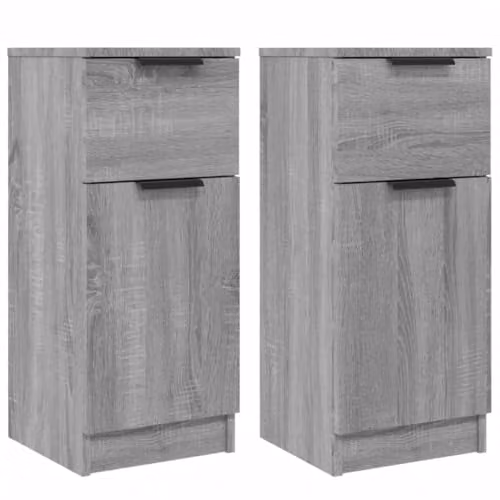 vidaXL Set of 2 Grey Sonoma Sideboards in Engineered Wood, W/D/H: 30 x 30 x 70 cm