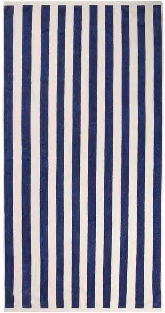 Vinga Lagoa GRS Striped Cotton Beach Towel in Navy Blue, W: 160 cm, H: 80 cm