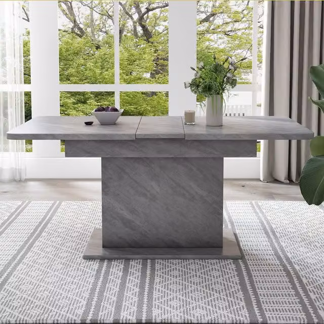 Matteo Extendable Modern Rectangular Dining Table in Grey