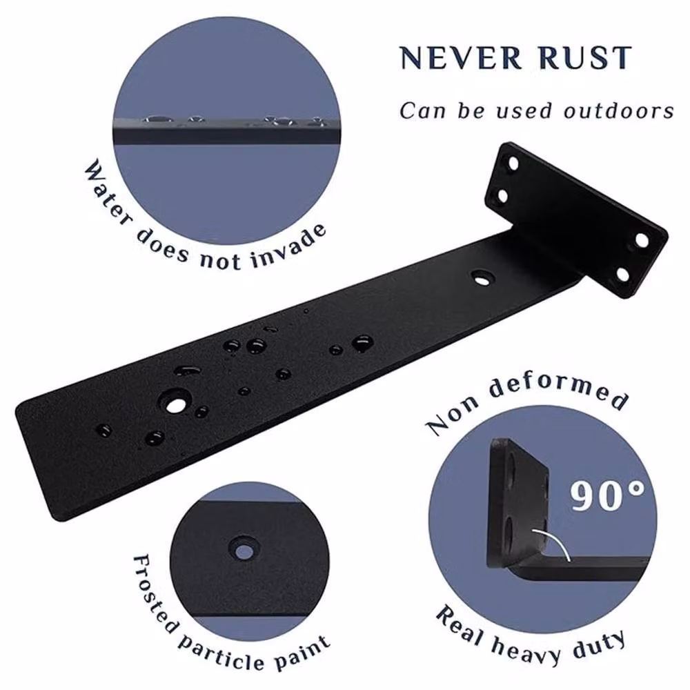 SPETLEK Black Iron Floating Shelf Brackets, 2 Pack, 15 cm – 3