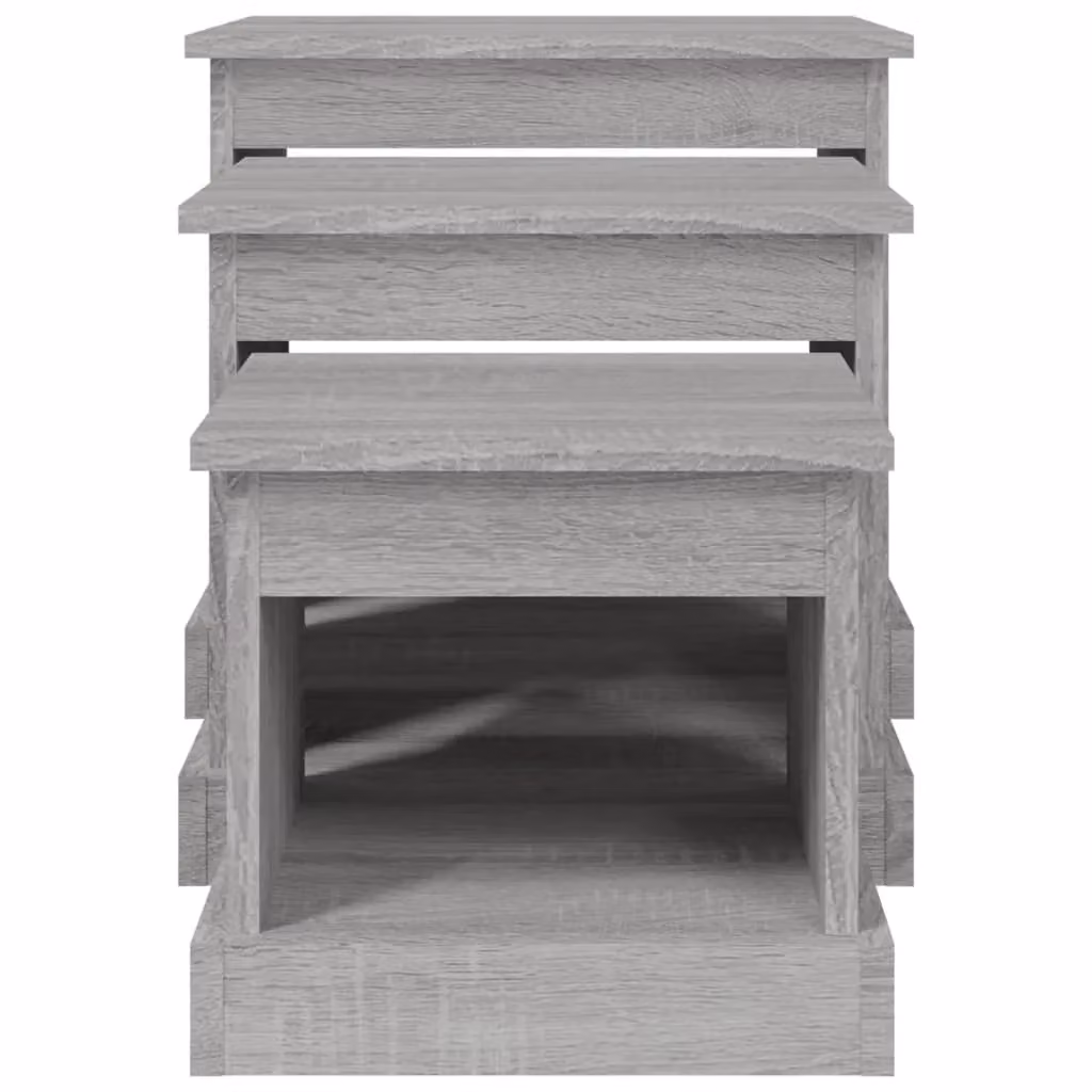Berkfield Home Nesting Tables, 3 Piece Set in Grey Sonoma Engineered Wood – 3