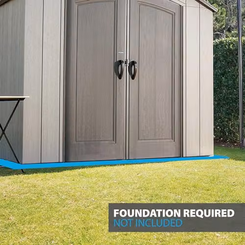 Lifetime 60352 Heavy-Duty Outdoor Storage Shed in Grey, 2.4 x 5.3 m Garden Workshop with Double Doors and Steel-Reinforced Weatherproof HDPE Construction – 5