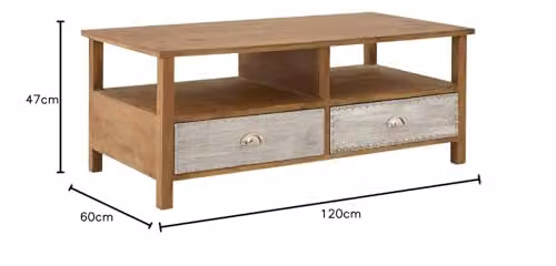 Premier Housewares Shoreditch Rectangular Coffee Table in Brown Rustic Finish, W/D/H: 120 x 60 x 47 cm – 3