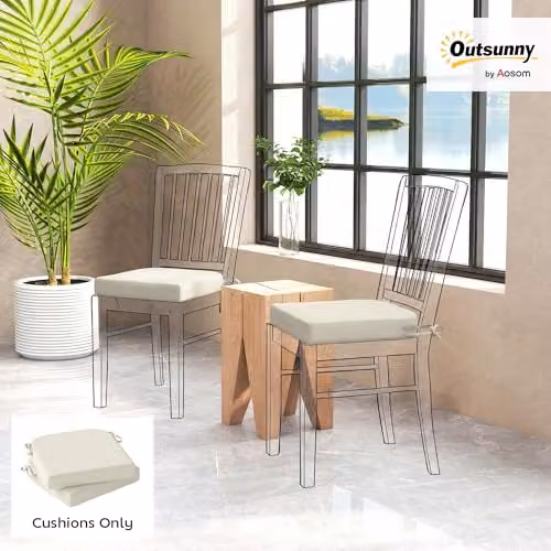 Outsunny Set of 2 Square Outdoor Chair Seat Cushions in Grey or Beige, 40 x 40 x 7 cm – 1