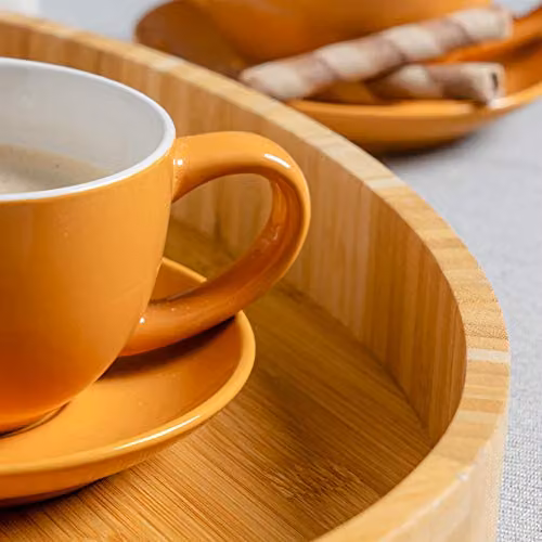 Argon Tableware Yellow Stoneware Cappuccino Cup and Saucer Set, 250ml – 3