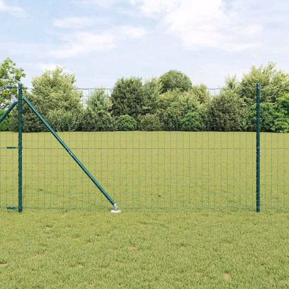 Berkfield Home Green Euro Fence with 7 Spike Posts, Galvanised Steel, Green, W: 10 m, H: 1.2 m – 2