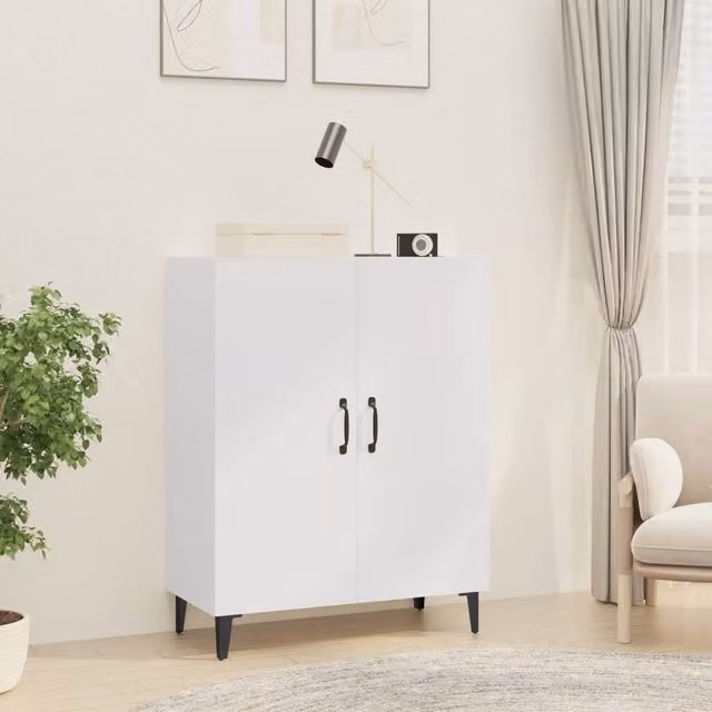 Berkfield Home Classic White Sideboard in Matt MDF, W/D/H: 70 x 34 x 90 cm