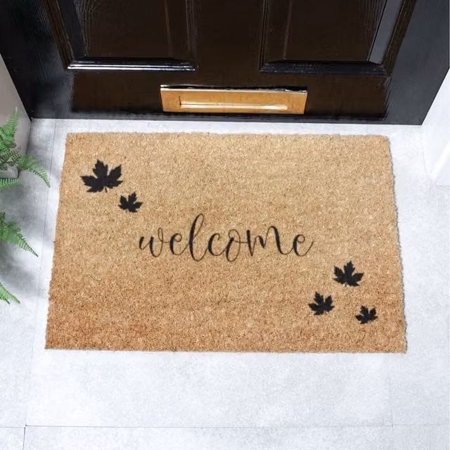 Artsy Mats Welcome Autumn Leaf Doormat, Brown, Coir and Natural Rubber