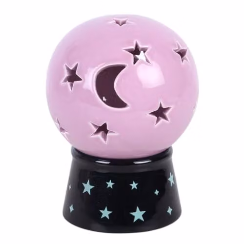 Kingsbury Gifts Purple and Black Crystal Ball Tealight Candle and Incense Cone Holder