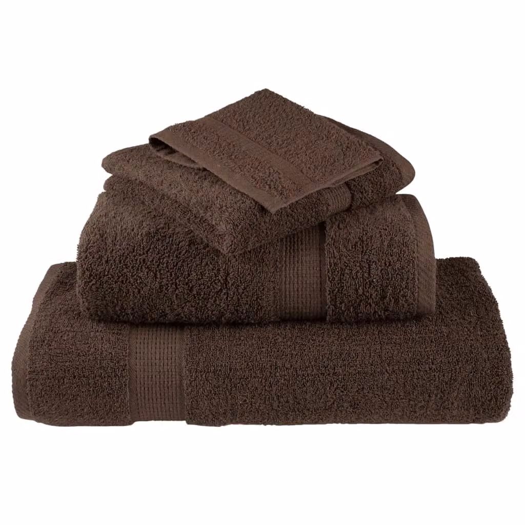 Berkfield Home SOLUND Premium Cotton Terry Hand Towels, 4 Pack, Brown, W: 50 cm, L: 100 cm, 600gsm – 4