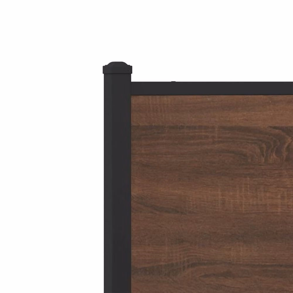 Berkfield Home Metal and Wood Bed Frame in Brown Oak, W/D/H: 80 x 190 x 91.5 cm – 7