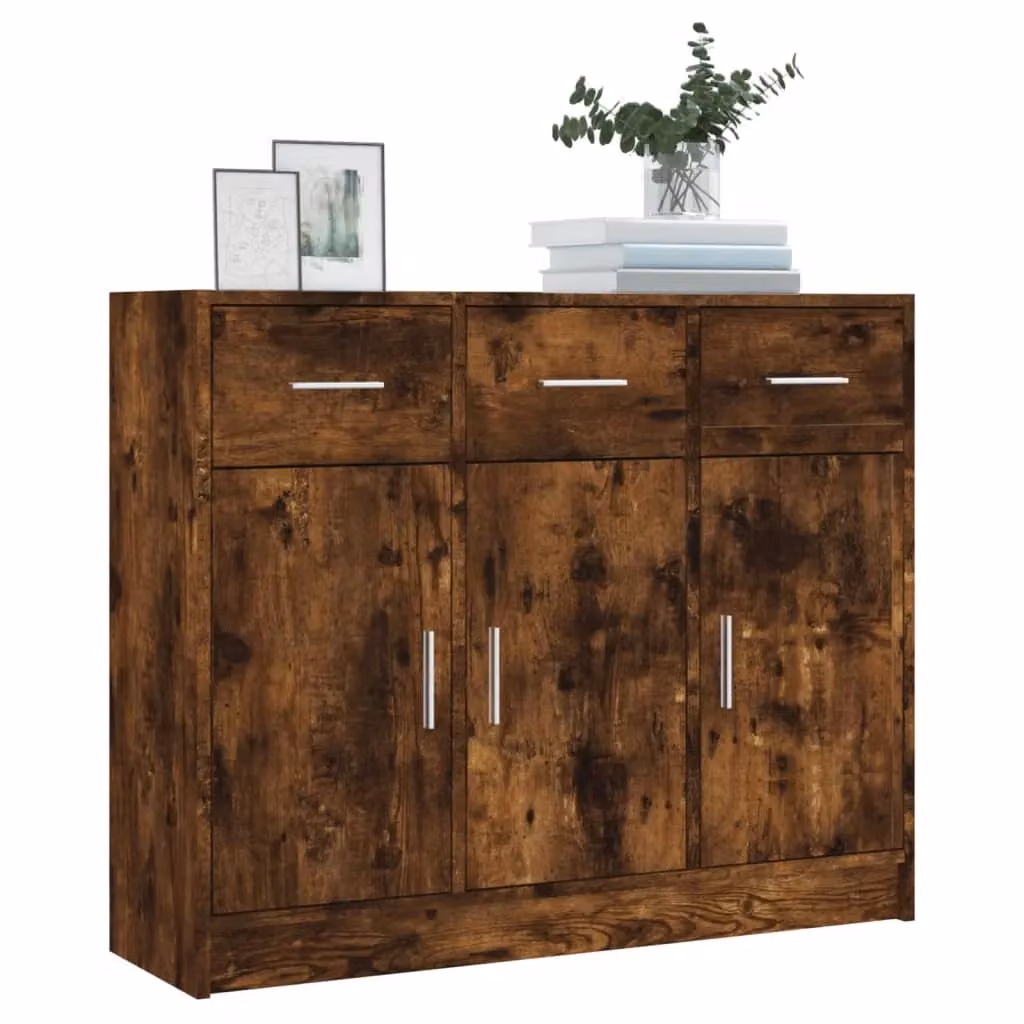 Berkfield Home Smoked Oak Sideboard in Brown, W/D/H: 91 x 28 x 75 cm – 3
