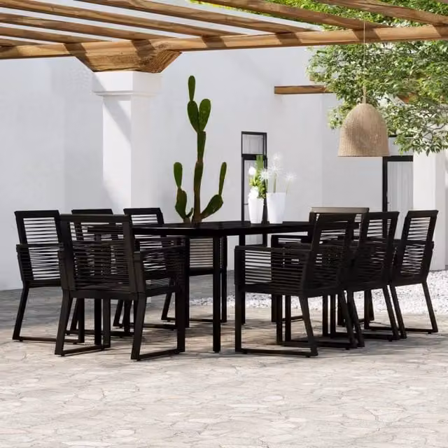 Berkfield Home 9 Piece Modern Garden Dining Set in Black – 1