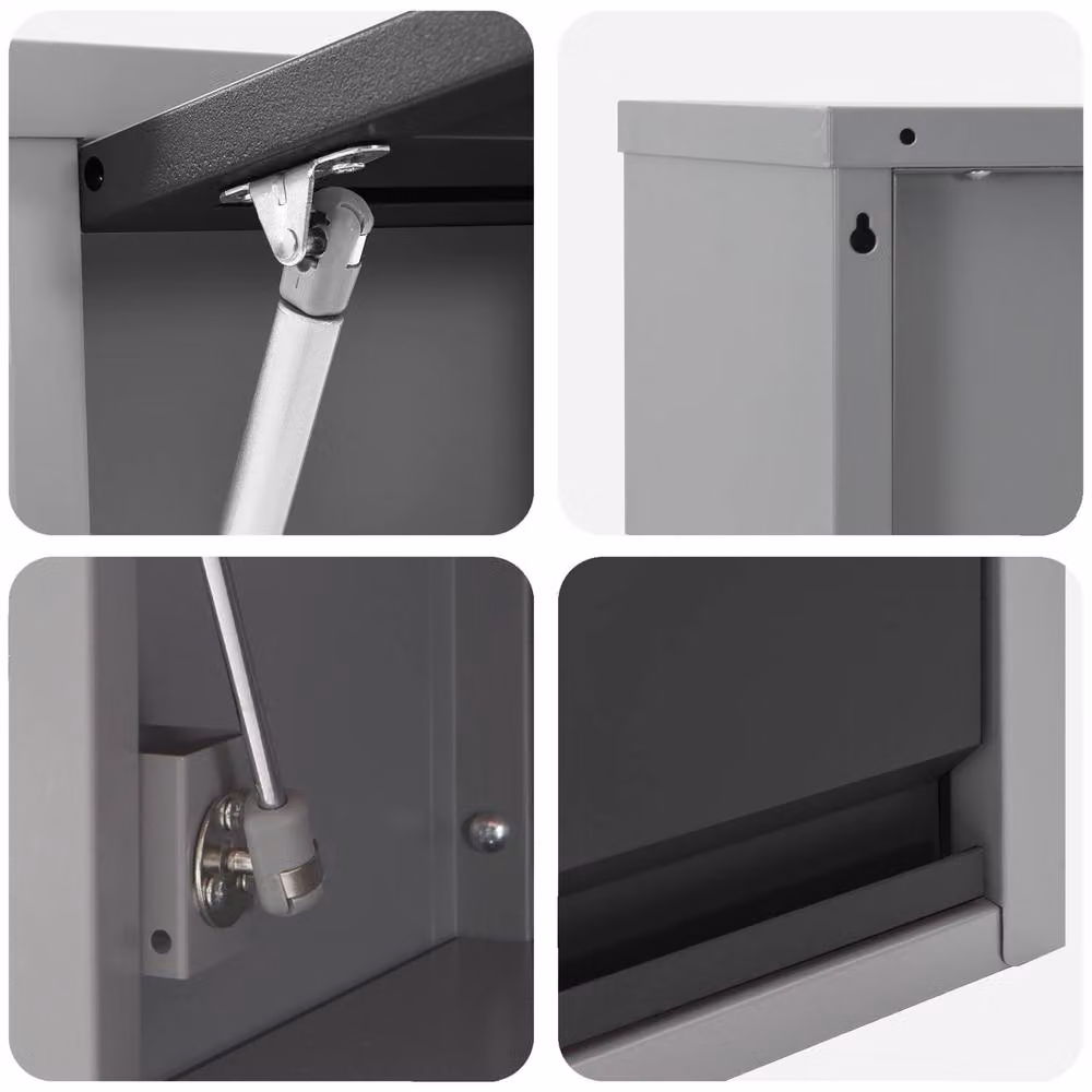 Berkfield Wall-Mounted Steel Tool Cabinet with Hinged Doors in Black and Grey, W/D/H: 100 x 35 x 35 cm – 4