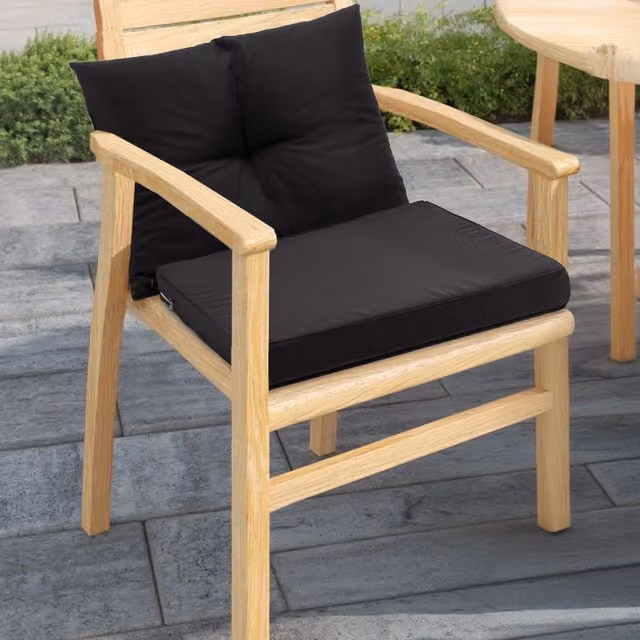 Garden Sanctuary Set of 2 Modern Rectangular Outdoor Sofa Cushions in Black with Water Repellent Fabric