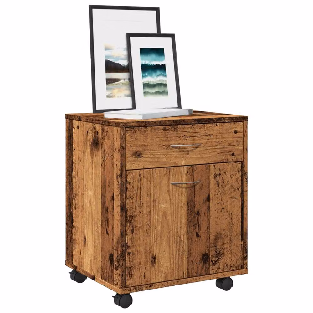 Berkfield Home Rolling Cabinet in Old Wood Brown, W/D/H: 45 x 38 x 54 cm – 2