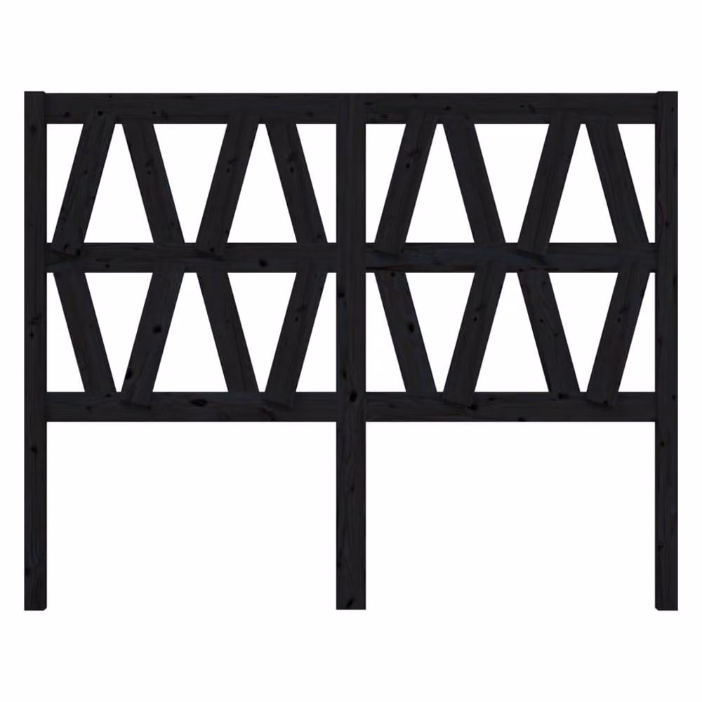 Berkfield Home Black Rustic Solid Pine Wood Bed Headboard, W: 126 cm, D: 4 cm, H: 100 cm – 3