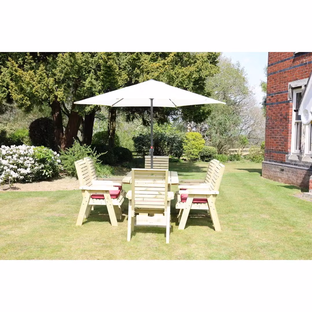 Churnet Valley Garden Furniture Ltd Ergo 6 Chair and Table Set with Cushions in Brown – 3