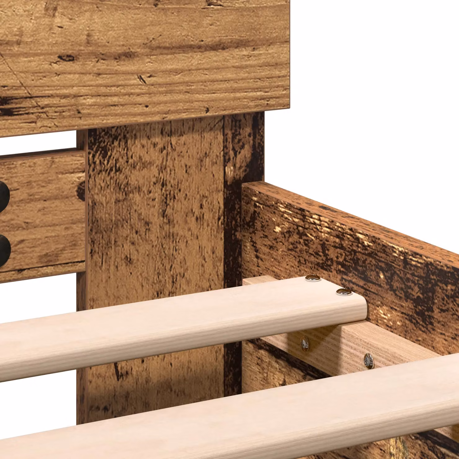 Berkfield Home Solid Pine Bed Frame with Headboard in Old Wood Brown, W: 100 cm, L: 200 cm – 4