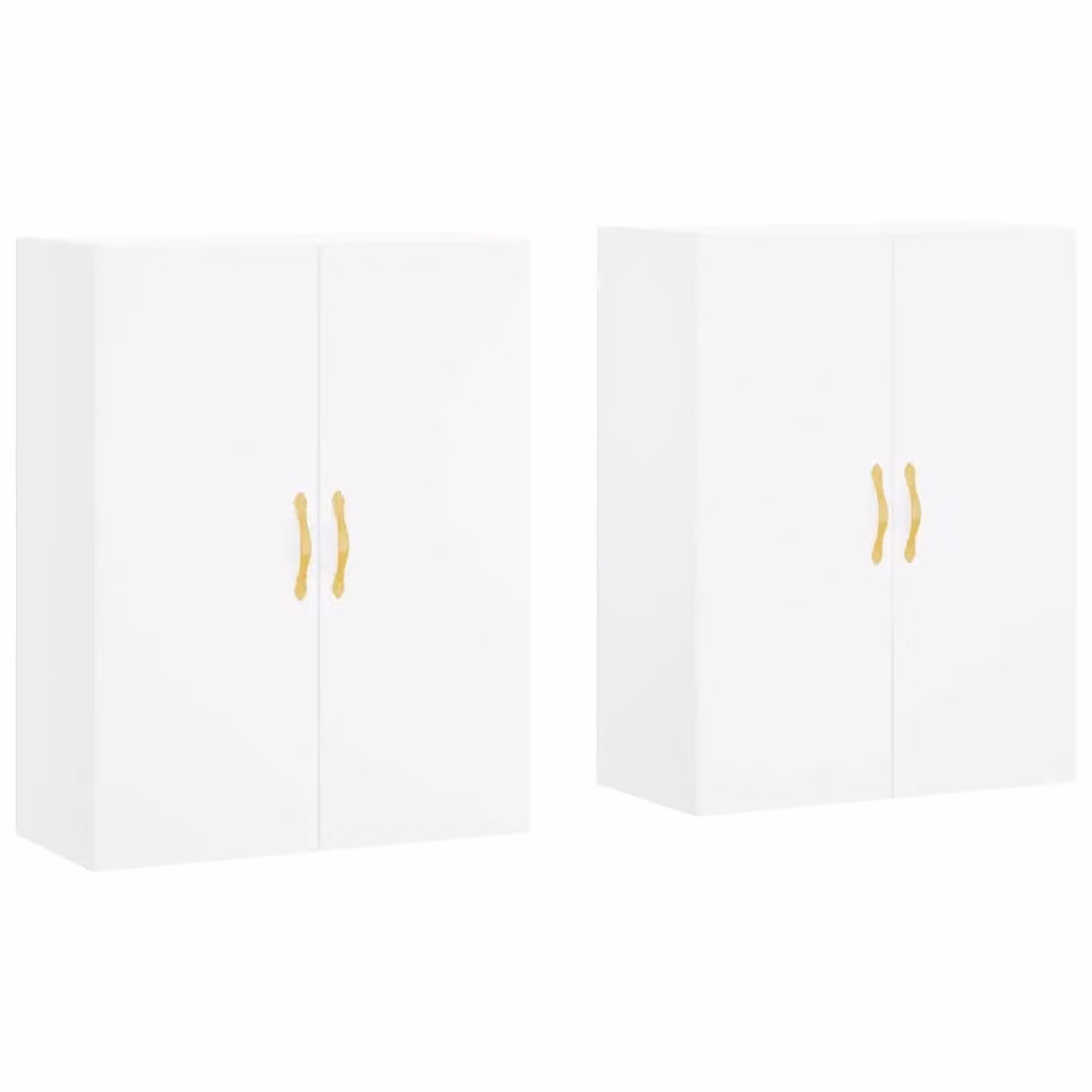 Berkfield Home Set of 2 White Wall Mounted Cabinets W: 69.5 cm, D: 34 cm, H: 90 cm
