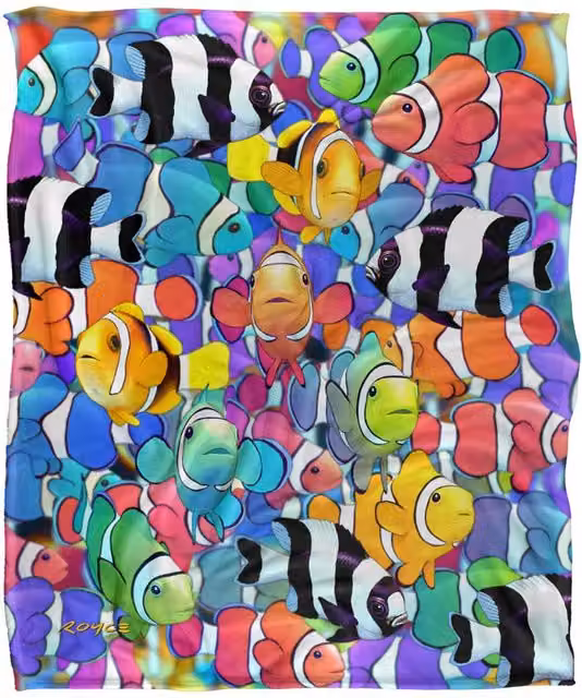 JQ Licensing Royce McClure Humbugs and Clown Fish Pattern Super Soft Microfibre Throw Blanket, Multicolour, W: 152 cm, D: 127 cm – 5
