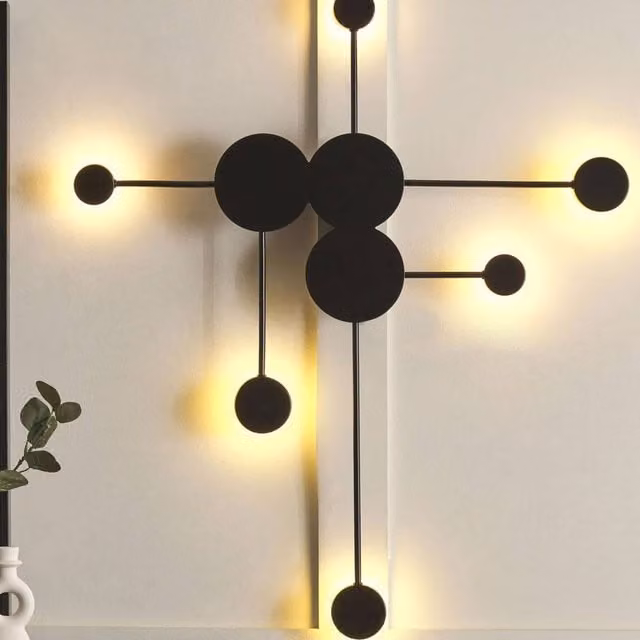 Wyld and Coco Six-Point LED Wall Lamp in Matte Black Metal