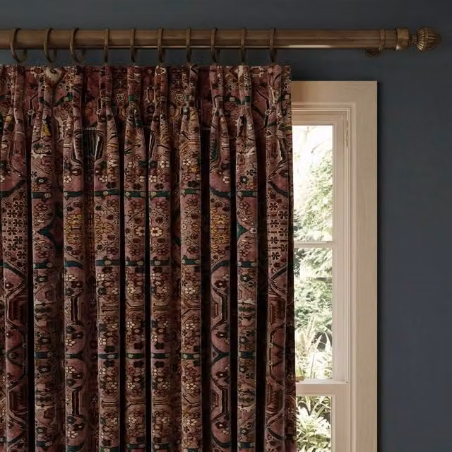 House of Hackney Pink Velvet Opaque Fabric Curtain Panel