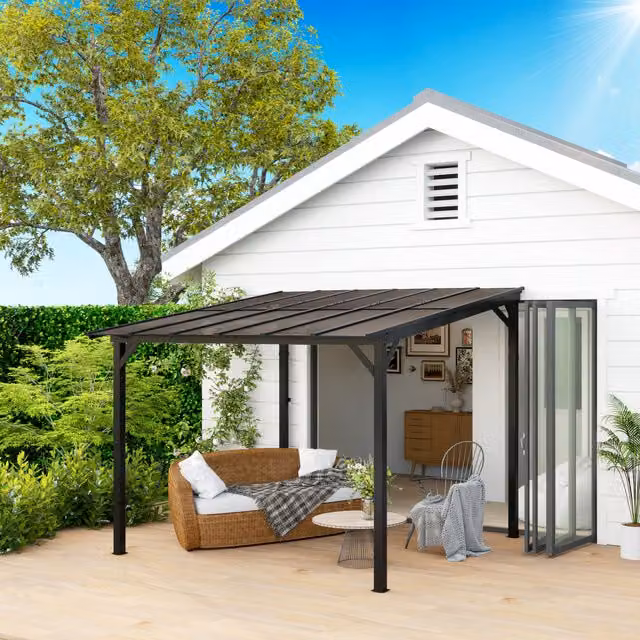 Outsunny UPF 50 Metal Pergola in Dark Grey, W/D/H: 294 x 306 x 258 cm