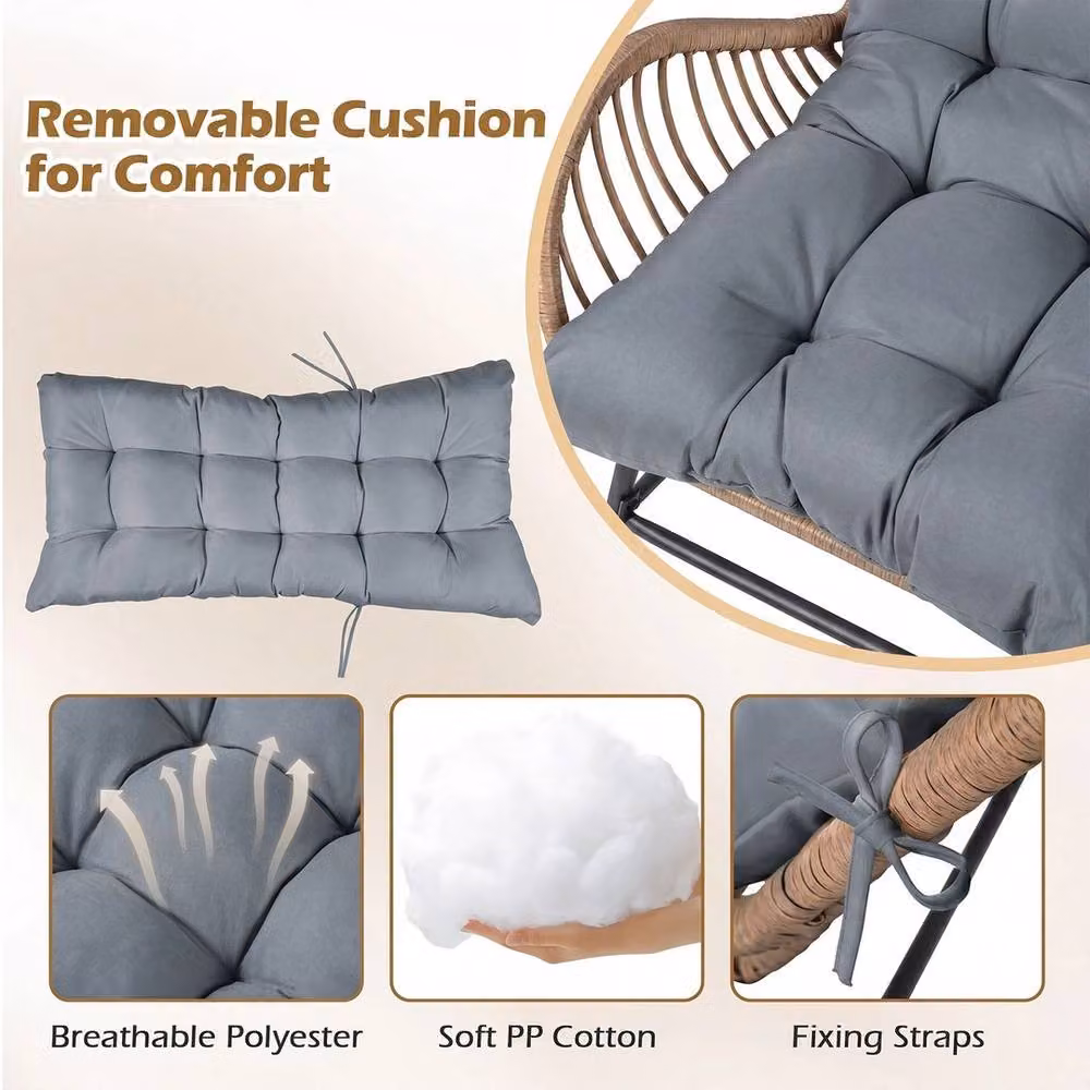 VOGREX Ergonomic Grey PE Rattan Outdoor Chair Cushion – 3