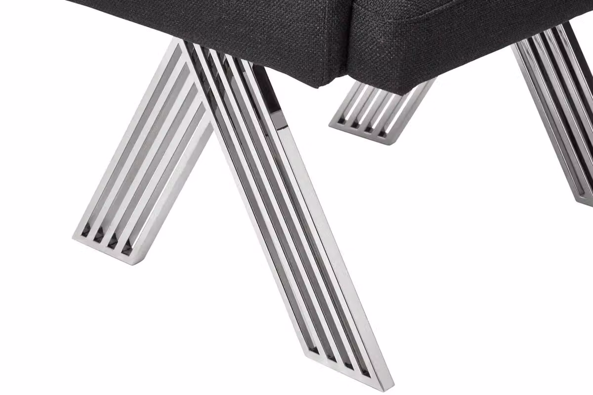 Orsina Black Fabric Armchair with Silver Metal Legs and Wood Frame – 5