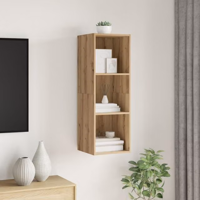Berkfield Home Artisan Oak TV Cabinet in Brown, W/D/H: 37 x 37 x 107 cm – 1