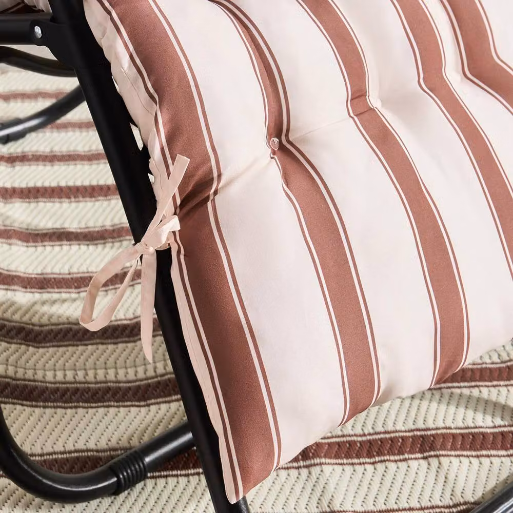 OHS Stripe Gravity Chair Seat Cushion in Brown with Water Repellent Outdoor Fabric – 2