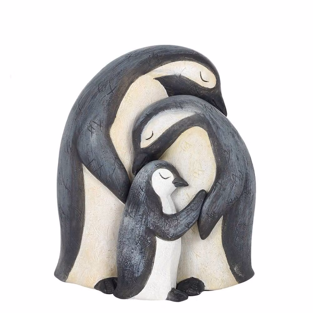Something Different Penguin Family Ornament in Grey, H: 12.0 cm x W: 11.0 cm x D: 6.0 cm – 2