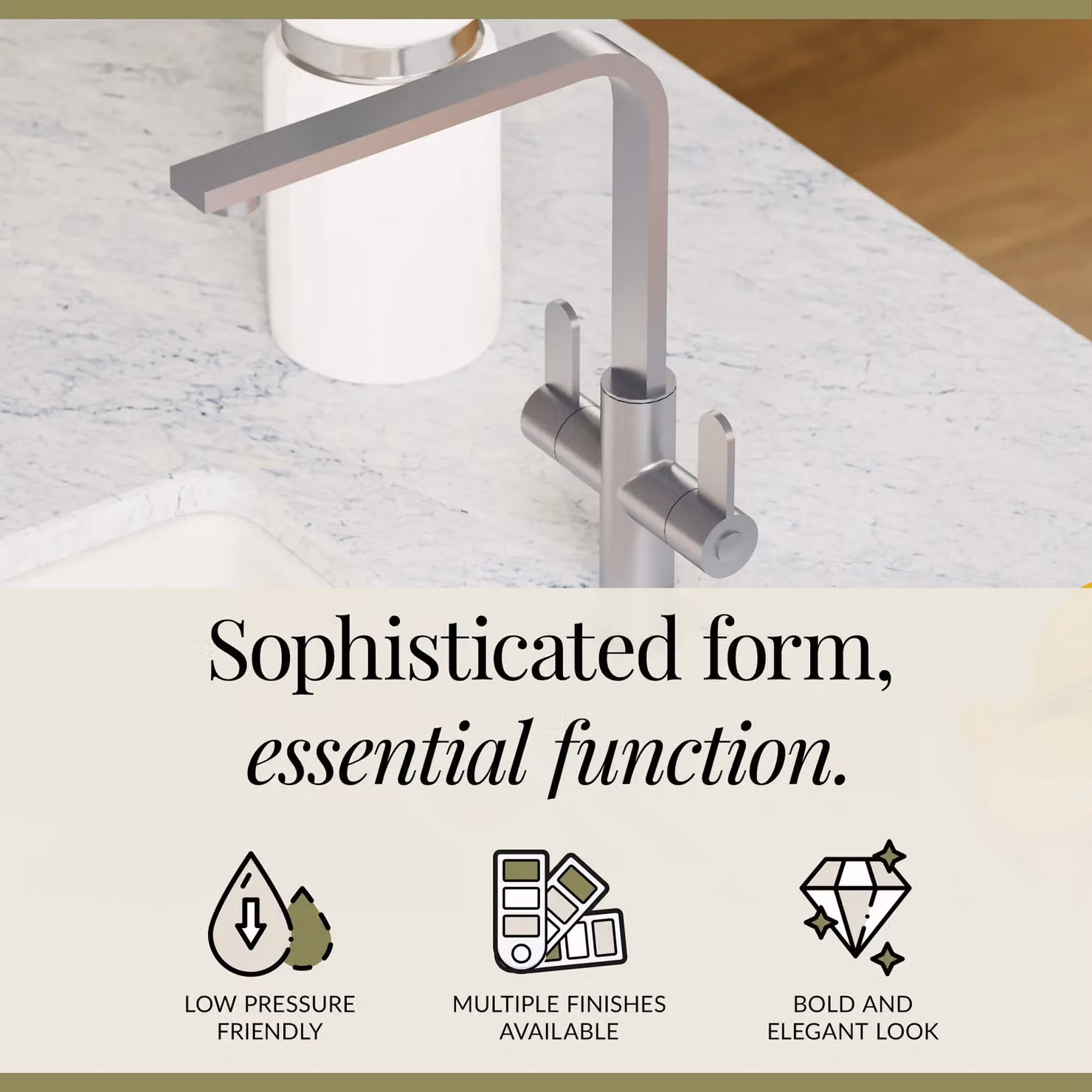 Balterley Chara Kitchen Sink Mono Mixer Tap in Brushed Nickel with Dual Lever Handles and Swivel Spout – 3