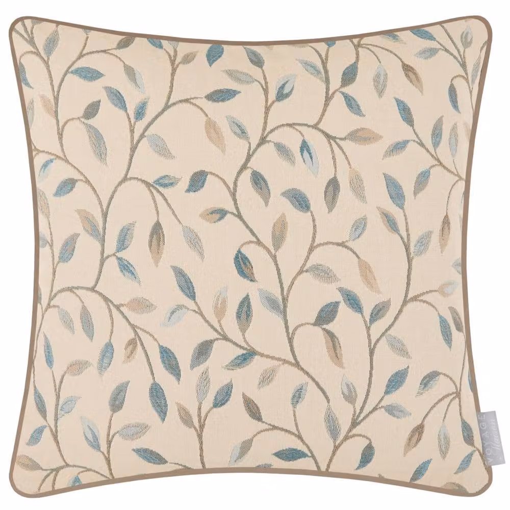 Voyage Maison Cervino Floral Woven Jacquard Feather Filled Cushion in Blue and Beige, W/D/H: 43 x 43 x 43 cm – 2