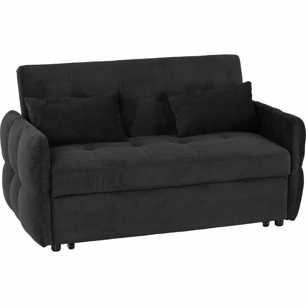 Seconique Chelsea Modern Black Fabric Upholstered Sofa Bed with Pull Out Drawer – 2